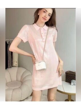 Zara Pale Blush Sequin Polo Dress